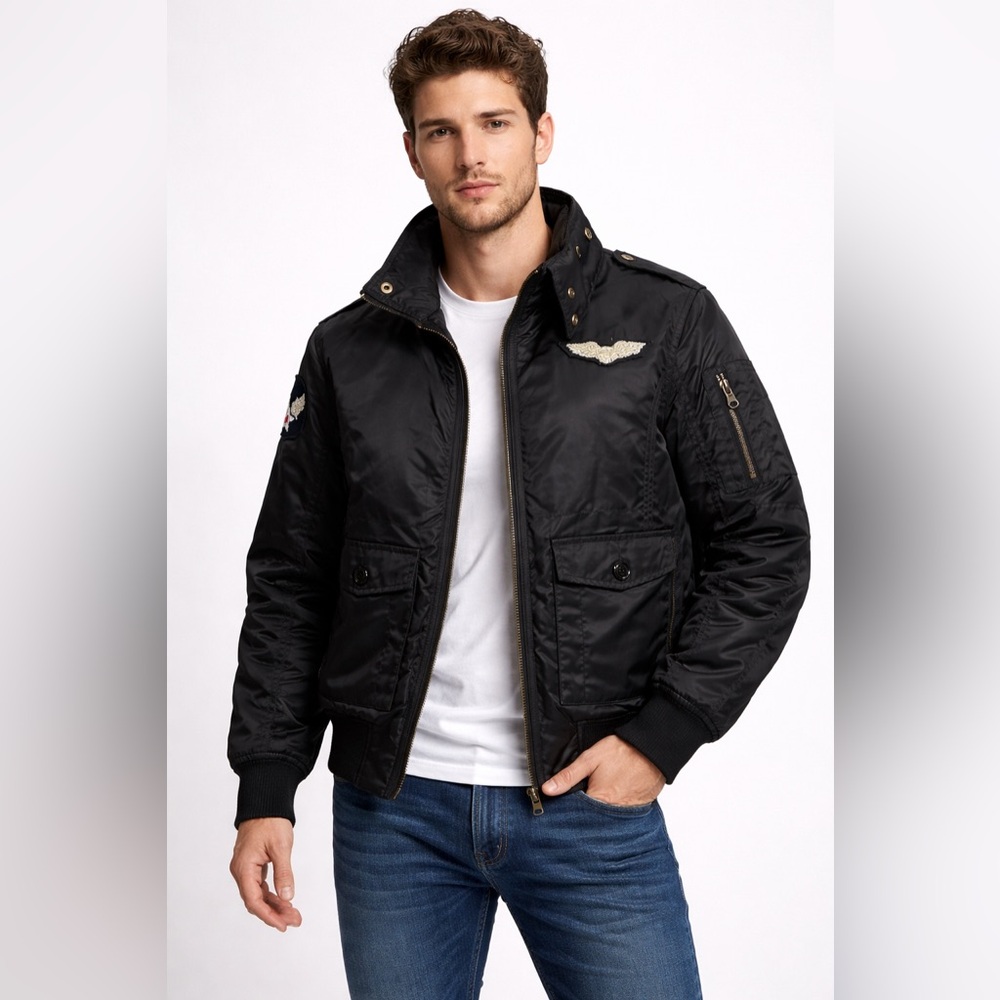 Spiewak & Sons Black Bomber Jacket Mens M Military Vintage Utility Zip